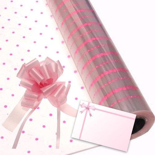 Pink dot cellophane gift wrap - dot,