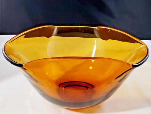 Vtg amber glass bowl - glass,