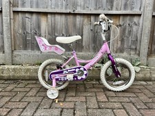 Izzie Professional 14 Inch Wheel Pink Kids Bike With Stabilisers And Doll Seat
