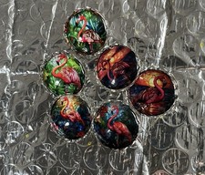 6 20mm Glass Cabochon Silver