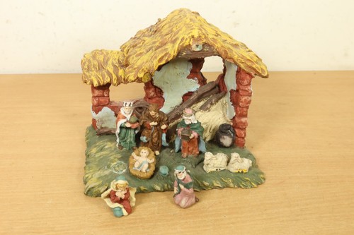 Vintage nativity scene stable - scene,