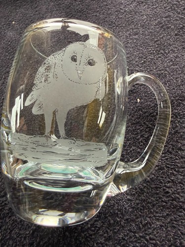 Glass half pint hand engraved
