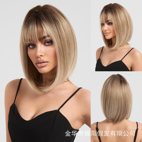 Short wig with bangs - wig,