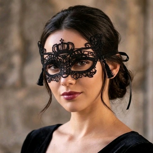 Black venetian lace masquerade - black,