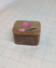 55mm Soapstone Indian Lidded Trinket Box Vintage