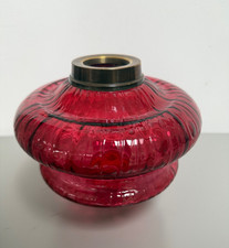 antique deep cranberry facet cut wrythen oil lamp font reservoir