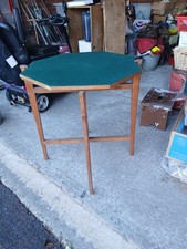 VINTAGE FOLDING OCTAGONAL  CARD TABLE WITH GREEN BAIZE, CONVERTS TO COFFEE TABLE