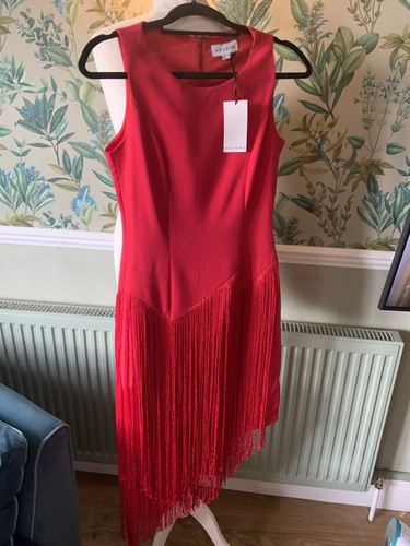 Ladies red dress fringe - 8,