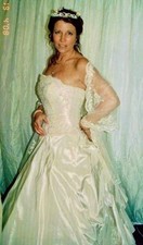 Beautiful Ian Stuart Peach and Honey designer Wedding Dress 12