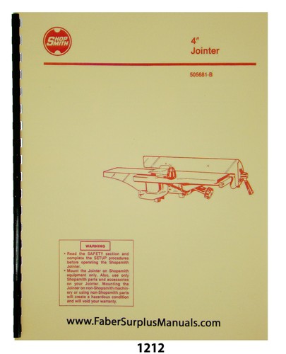 Shopsmith jointer 505681 b - shopsmith, 4"
