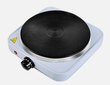 Electric Single Hot Plate Stove White 1000W Stainless Steel Portable Kitchen Top