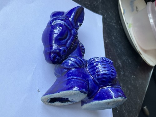 Blue pottery donkey cute retro - donkey,
