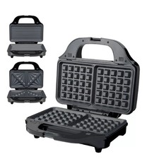 Quest 3-in-1 Waffle Maker, Sandwich Toaster & Panini Grill /3 Changeable Plates