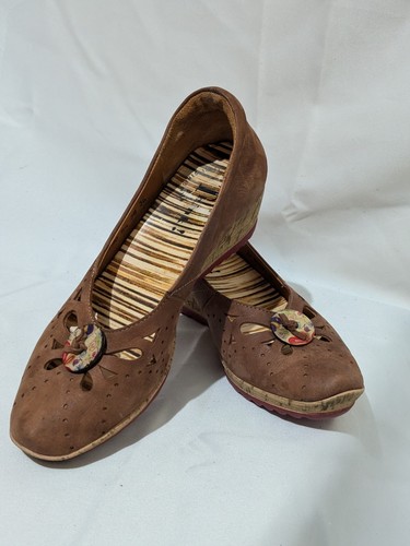 Think brown leather wedge - brown,