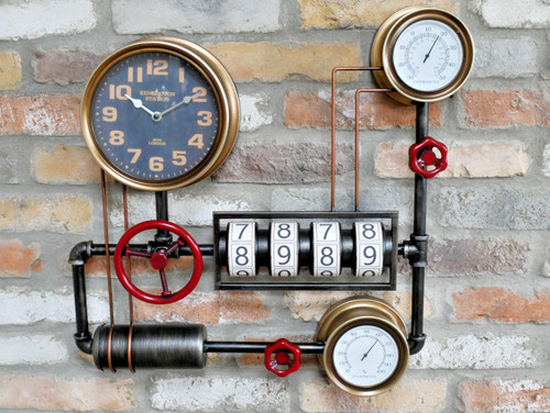 Industrial pipe clock with - industrial,