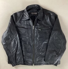 Wilsons Leather Highwayman Jacket Bomber Jacket Black Size XL