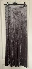 Zara Women  Silver Grey Crushed Velvet Wide Leg Trousers XS