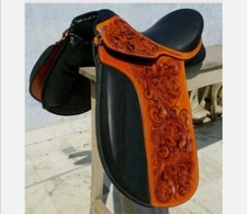 Black or tan  leather tooling design saddle size 14"15"16"17"18"19"20"21"