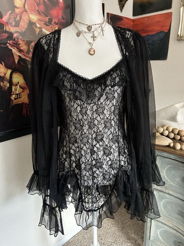 Vintage black lace slip dress - vintage,