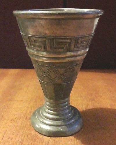 Pewter goblet chalice features - pewter,