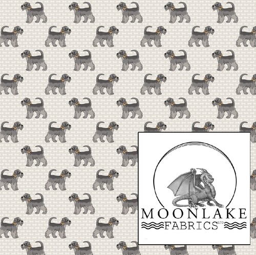 Schnauzer and bones fabric - and,
