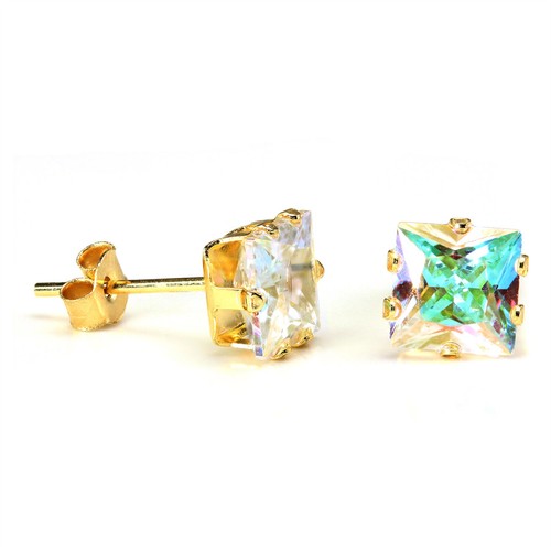 9ct gold 6mm square aurora - square,
