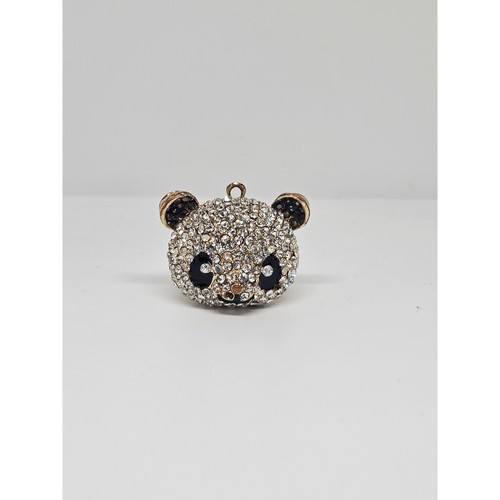 Gold tone rhinestone panda - gold,