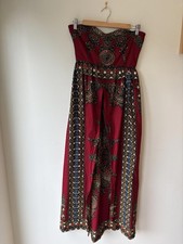 African Red Dashiki Print Handmade Strapless Maxi Top