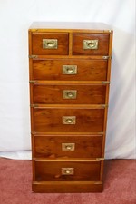 Lovely Yew Wood Military Campaign Style Chest Of Drawers