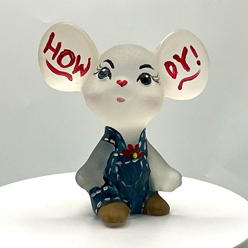 Fenton glass mouse howdy - glass, "howdy!"