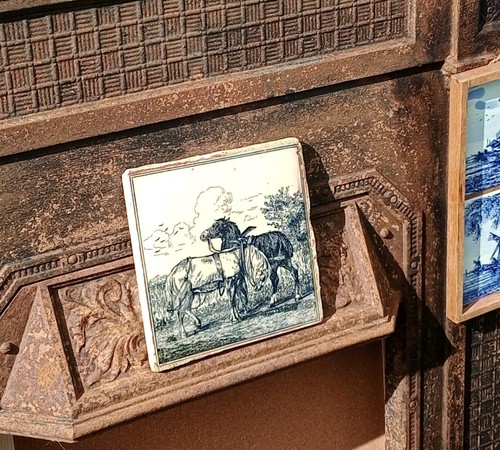 Antique minton tile horse farm - antique,