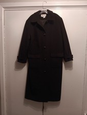 VINTAGE 100% CAMEL HAIR Womens Coat Double Breasted Black Old Money Made USA ***