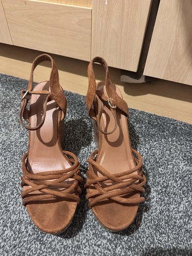 Ladies tan wedge heel sandals - ladies,