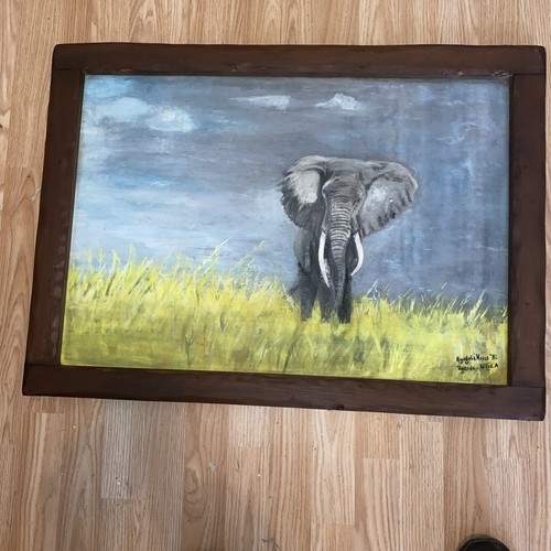 Elephant painting wood - elephant,