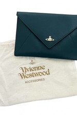 Vivienne Westwood Women's Teal Leather Clutch Bag - New Without Tags