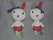 Mamas and Papas bunny soft toy TWO white Nellie Splash rabbit rattle comforter2