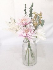 Ribbed Clear Glass Flower Vase