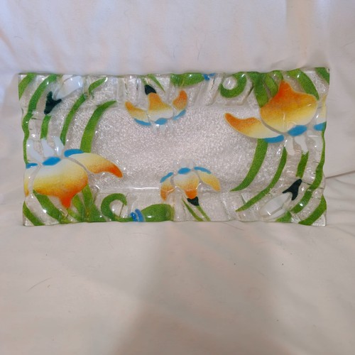 Fused glass tray - ,, floral