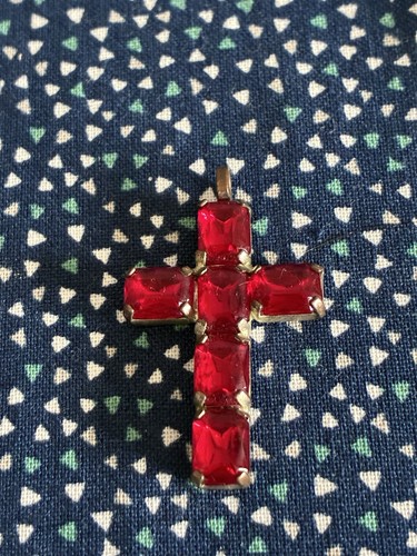 Vintage red stone cross - vintage,
