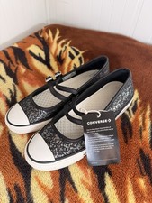 Converse Black/White Chuck Taylor All Star Dainty Mary Jane Trainers Uk Size 3