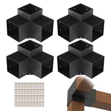 VEVOR 6''x6'' Pergola Bracket Kit inner 5.6x5.6 3-Way Woodworks DIY Post 4 pcs