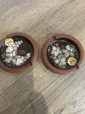 Vintage Tenby Pottery Set Of 2 Pin/Trinket Dish Ashtray Coaster Flower Design