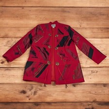 Girasol Jacket Red Wearable Art Mexico Applique Womens Small Embroidered Coat