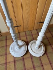 Vintage tall wooden lamp stands X2 with individual detail