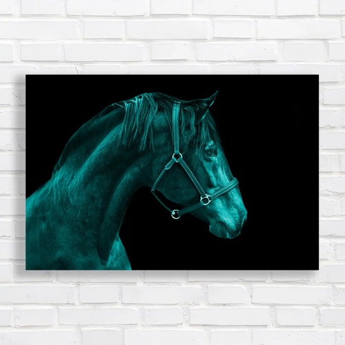 Powerful black horse teal - powerful,