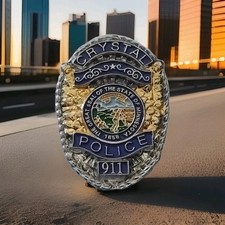 OBSOLETE USA POLICE CRYSTAL POLICE COMMEMORATIVE LAPEL PIN BADGE TIE TAC