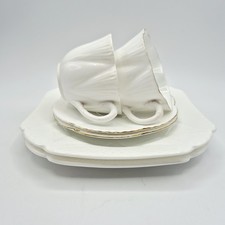 Shelley China Dainty White Tea Cup Trios Pair Antique Wileman & Co. Foley China