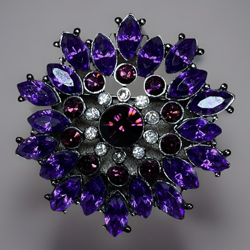 Large purple rhinestone flower - large,