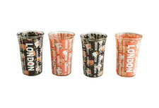 London Themed Shot Glasses – Set of 4 – Pink & Black Floral – Souvenir or Gift