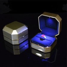 Luxury Ring Box with LED Light Wedding Ring Case Jewelry Gift for Engagement
